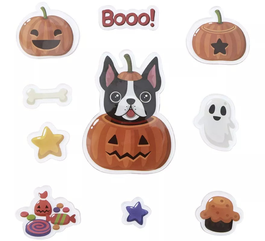 Translation missing: fr.10 Pegatinas de Gel Calabaza con Perrito y Fantasma modelos surtidos