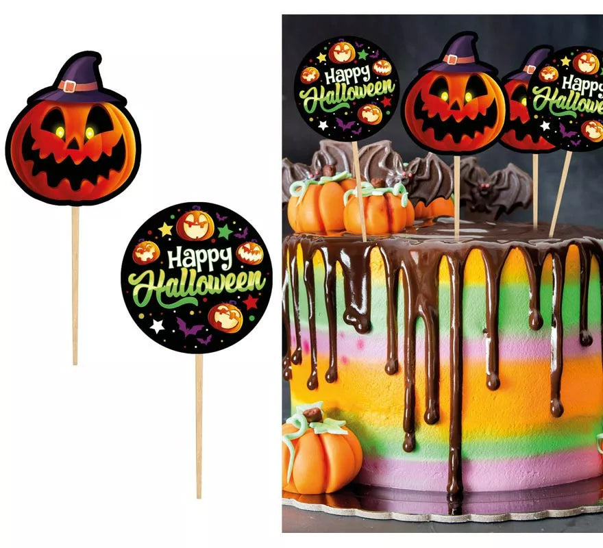 Translation missing: fr.12 Palillos Decorativos con papel Pumpkin 6 cm
