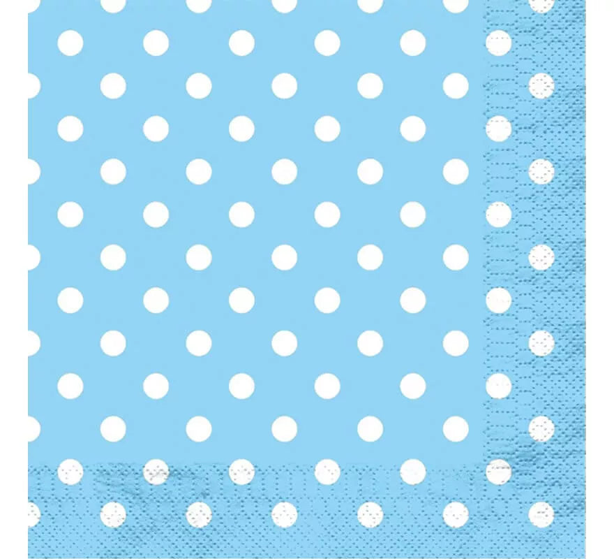 Translation missing: fr.12 Servilletas Celestes con Topos Blancos de 33x33 cm