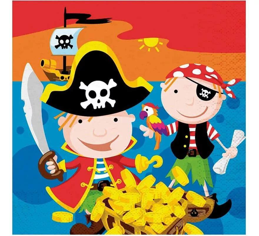 Translation missing: fr.12 Servilletas de Piratas de 33x33 cm