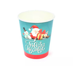 12 gobelets en carton bleu et rouge Joyeux Noël de 270 ml