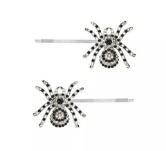 2 pinces à cheveux araignées argentées scintillantes 7,5 cm
