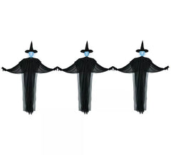 3 sorcières noires avec lumière de 160 cm