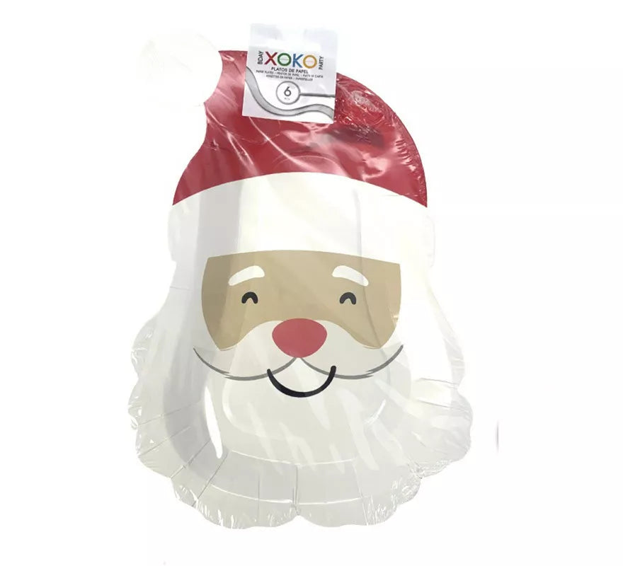 Translation missing: fr.6 Platos de papel de Papá Noel de 27x18.5 cm