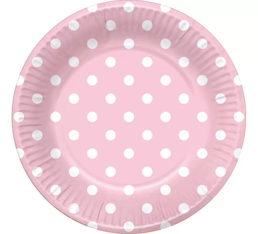 Translation missing: fr.6 Platos Rosas con Topos Blancos 22 cm