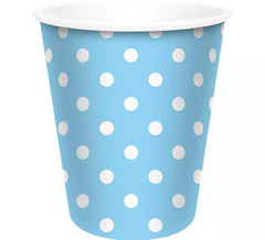 6 Verres Bleu Ciel à Pois Blancs 250 ml