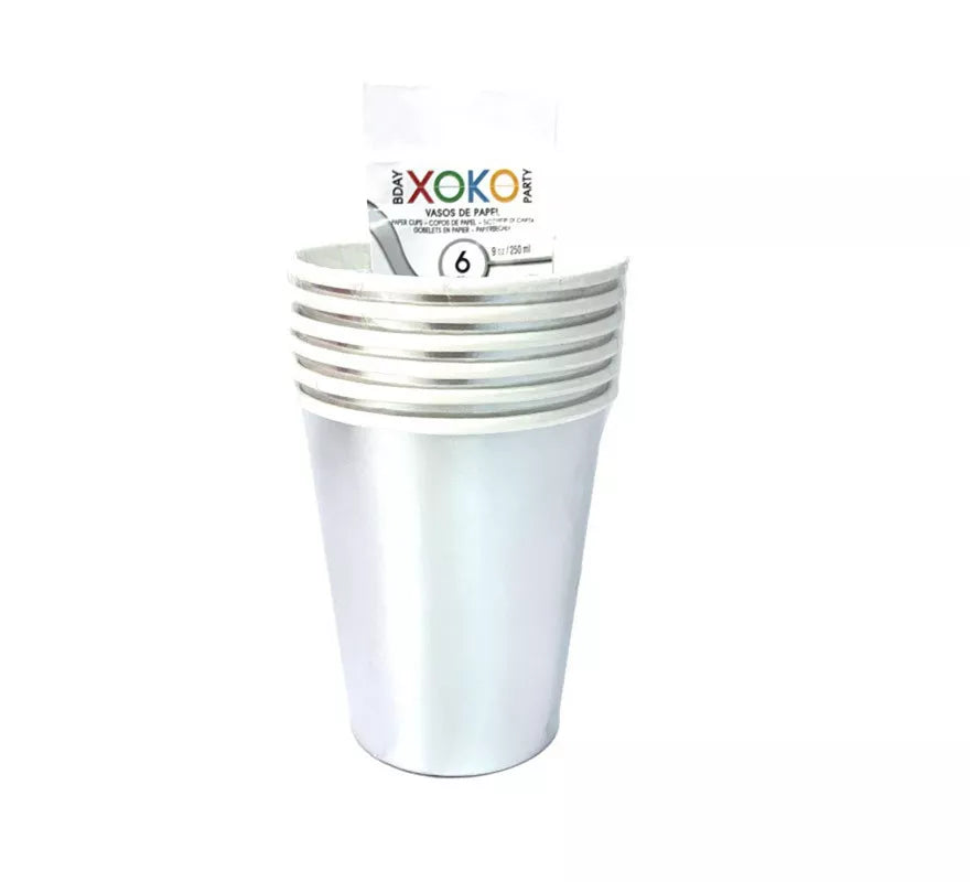 Translation missing: fr.6 Vasos de papel color Plata Navidad de 270 ml