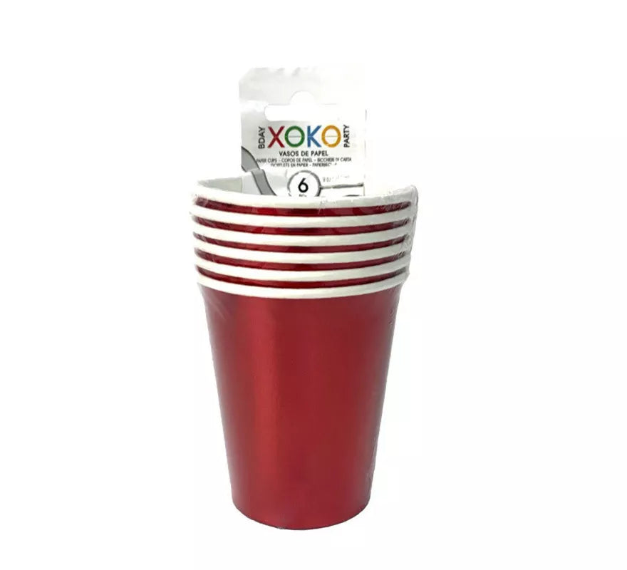 Translation missing: fr.6 Vasos de papel color Rojo Navidad de 270 ml
