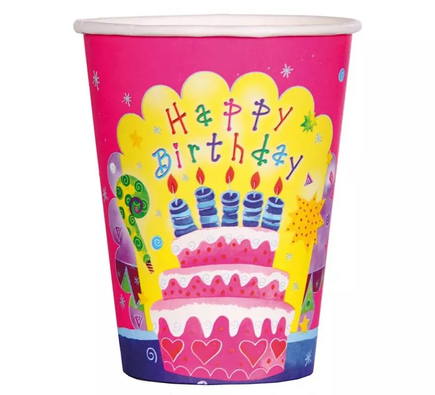 Translation missing: fr.6 Vasos Happy Birthday de 9 cm