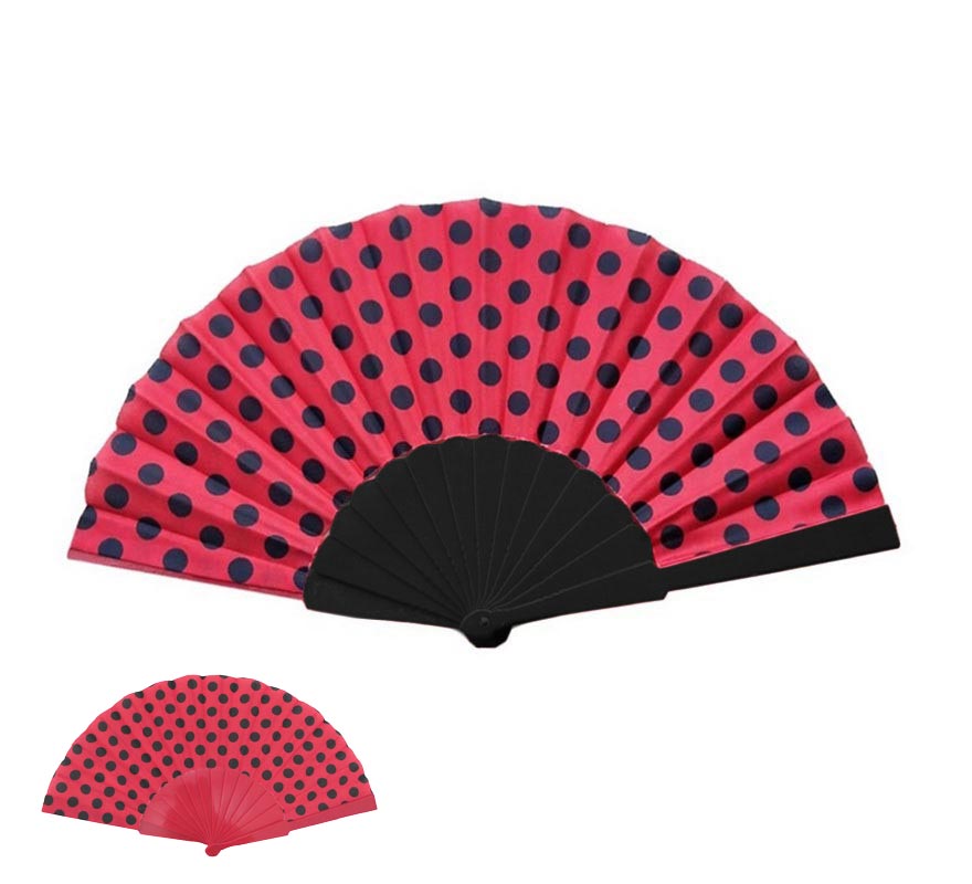 Translation missing: fr.Abanico de Plástico 43 cm con Lunares Negros en varios colores