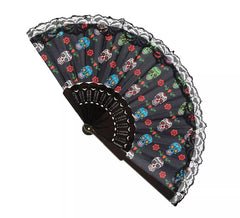 Éventail en tissu Day of the Dead Catrina 23 cm