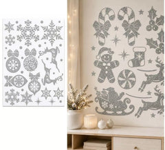 Adhesivo Decorativo Navideño con Purpurina plateada de 30x40 cm
