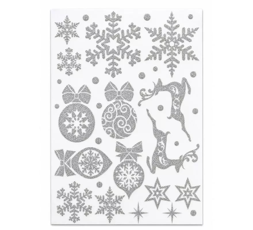 Translation missing: fr.Adhesivo Decorativo Navideño con Purpurina plateada de 30x40 cm