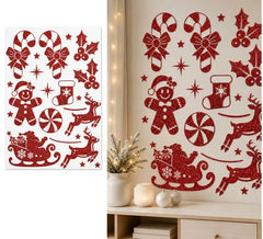 Autocollant décoratif de Noël à paillettes rouges 30x40 cm