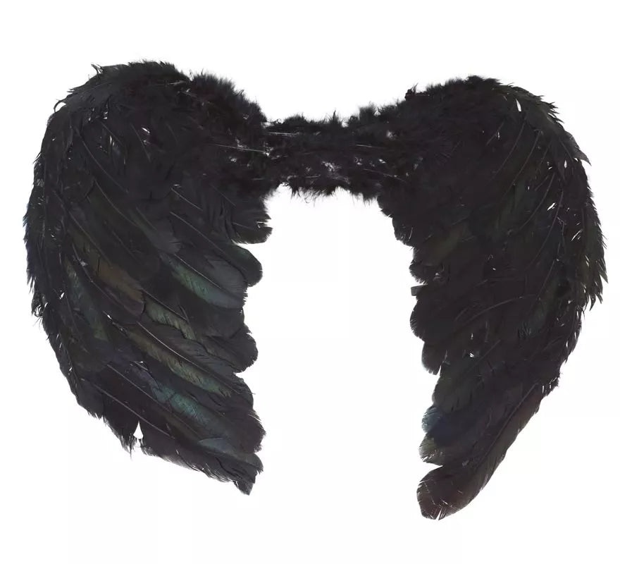 Translation missing: fr.Alas negras de plumas de 50 cm. para Halloween