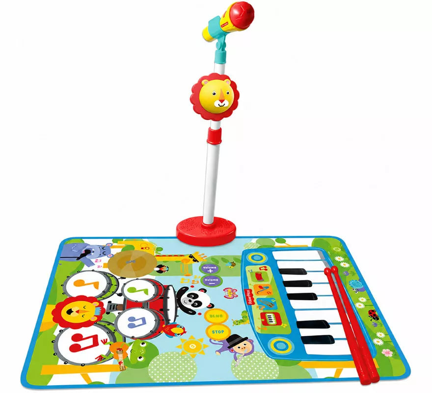 Translation missing: fr.Alfombra Batería y Piano con Micrófono de Pie y Baquetas Fisher-Price