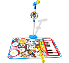 Tapis de batterie et de piano Pat' Patrouille avec pied de micro et baguettes