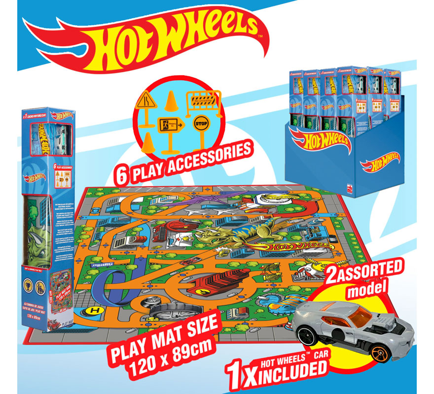 Translation missing: fr.Alfombra Hot Wheels de 87,5x118 cm con coche y señales