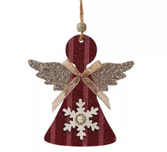 Pendentif petit ange en bois rouge 12 cms