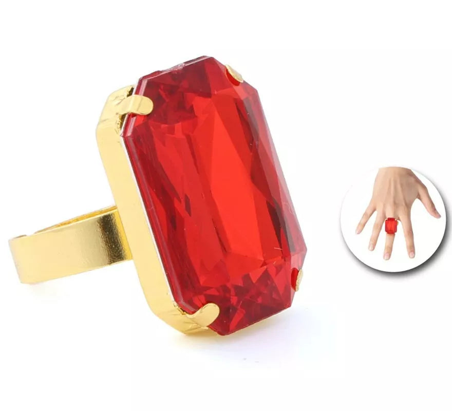 Translation missing: fr.Anillo con piedra roja rectangular