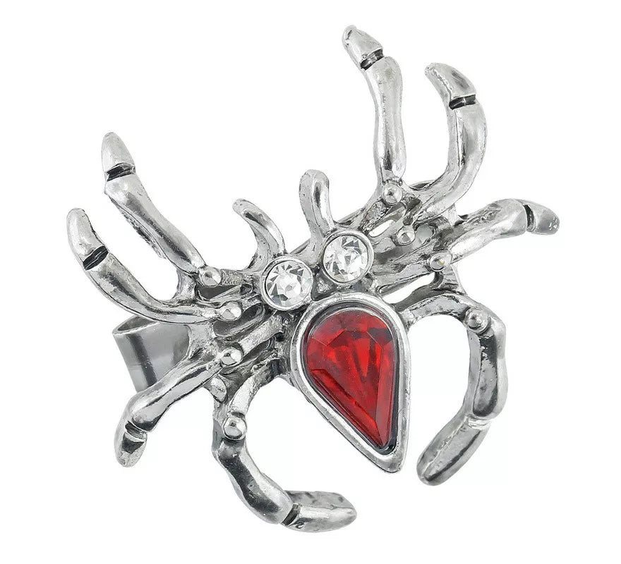 Translation missing: fr.Anillo de Araña con Piedra Roja y Pedrería