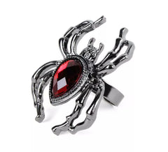 Bague araignée en métal avec faux rubis