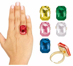 Bague d'imitation de pierres précieuses de couleurs assorties