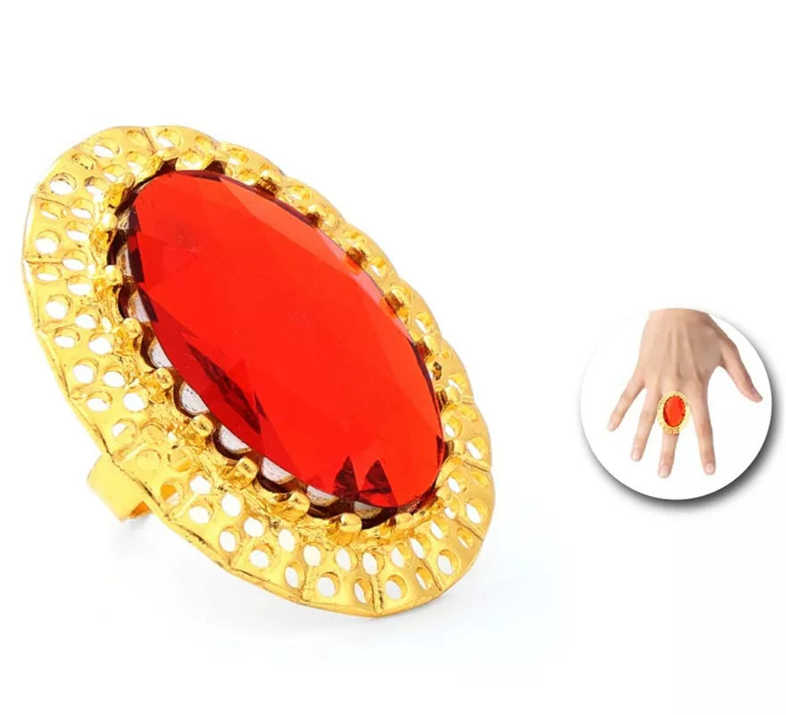 Translation missing: fr.Anillo dorado brillante con piedra roja