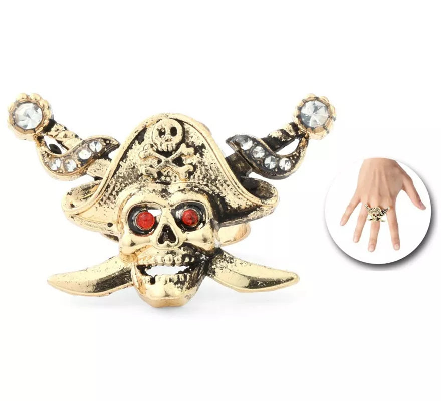 Translation missing: fr.Anillo Pirata con calavera y espadas