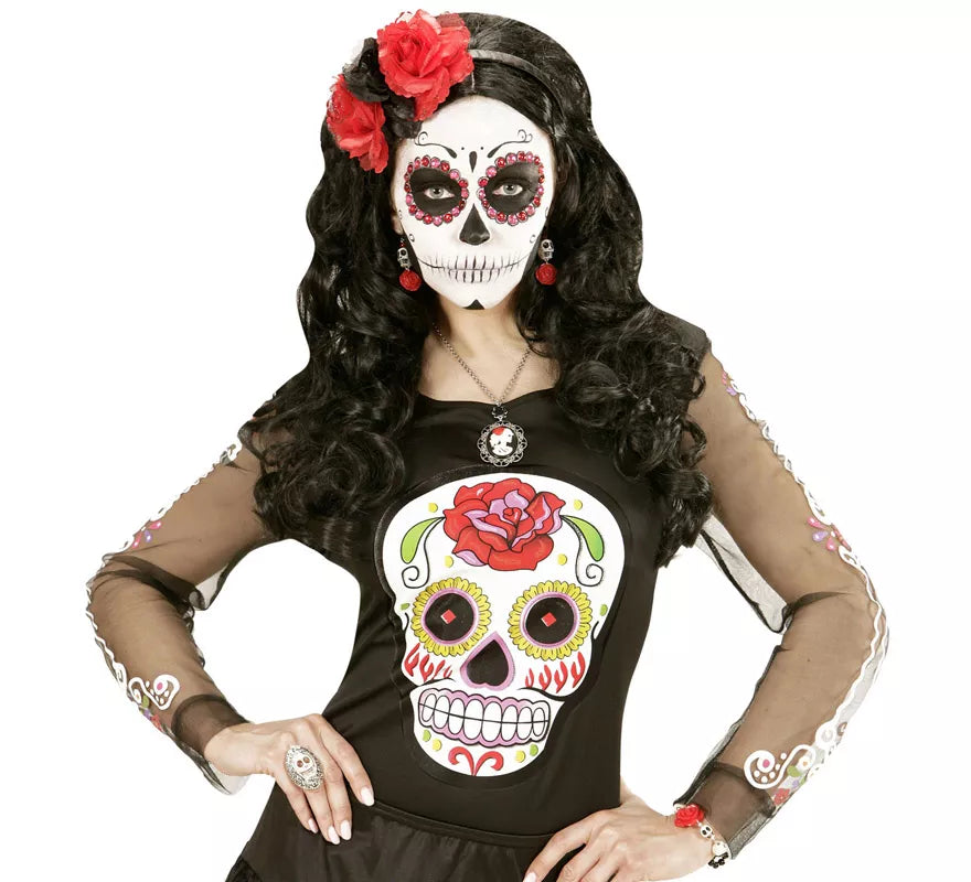 Translation missing: fr.Anillo Plateado con Calavera Blanca y Pedrería