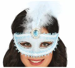 Masque bleu avec plume