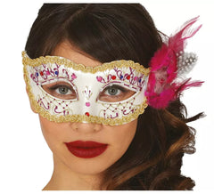 Plume blanche masque avec Rosa
