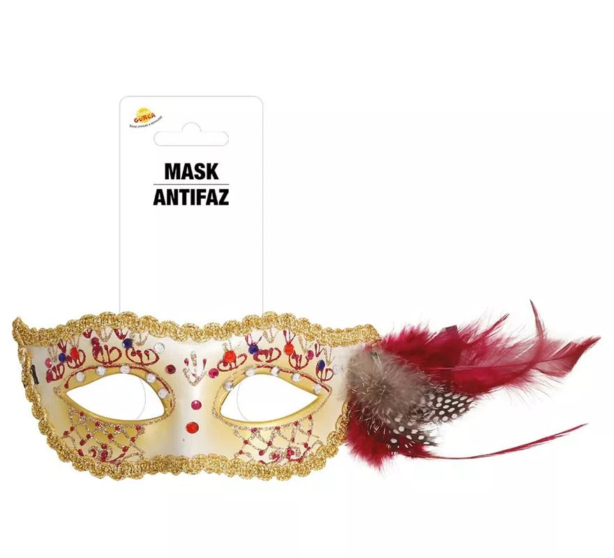 Translation missing: fr.Antifaz Blanco con Pluma Rosa