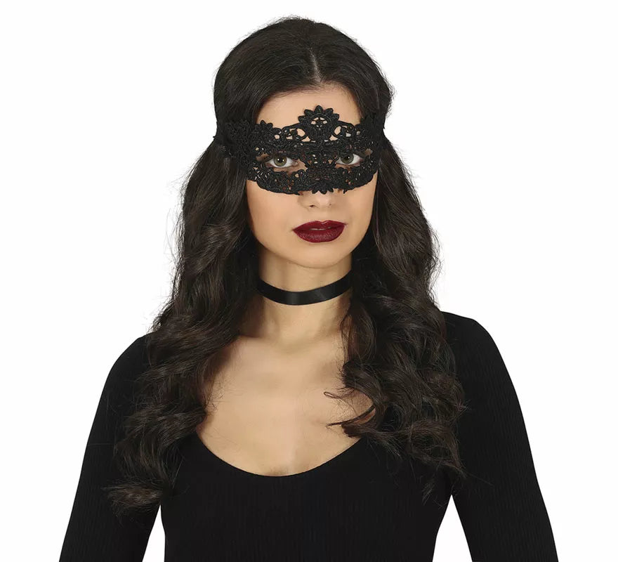 Antifaz Bordado Negro Oscuro