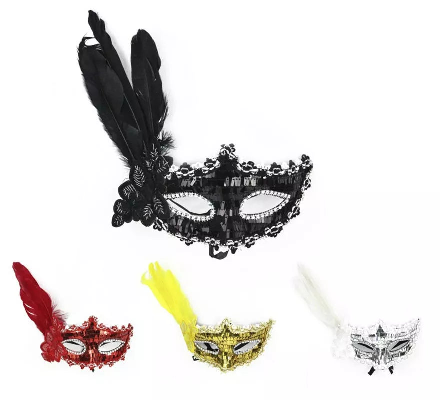 Translation missing: fr.Antifaz Carnaval brillante con plumas colores surtidos