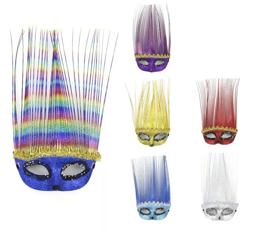 Translation missing: fr.Antifaz Carnaval con línea de espigas colores surtidos
