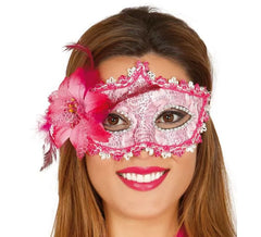Masque avec fleur rose