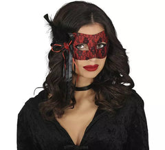 Masque du Diable Rouge avec plume