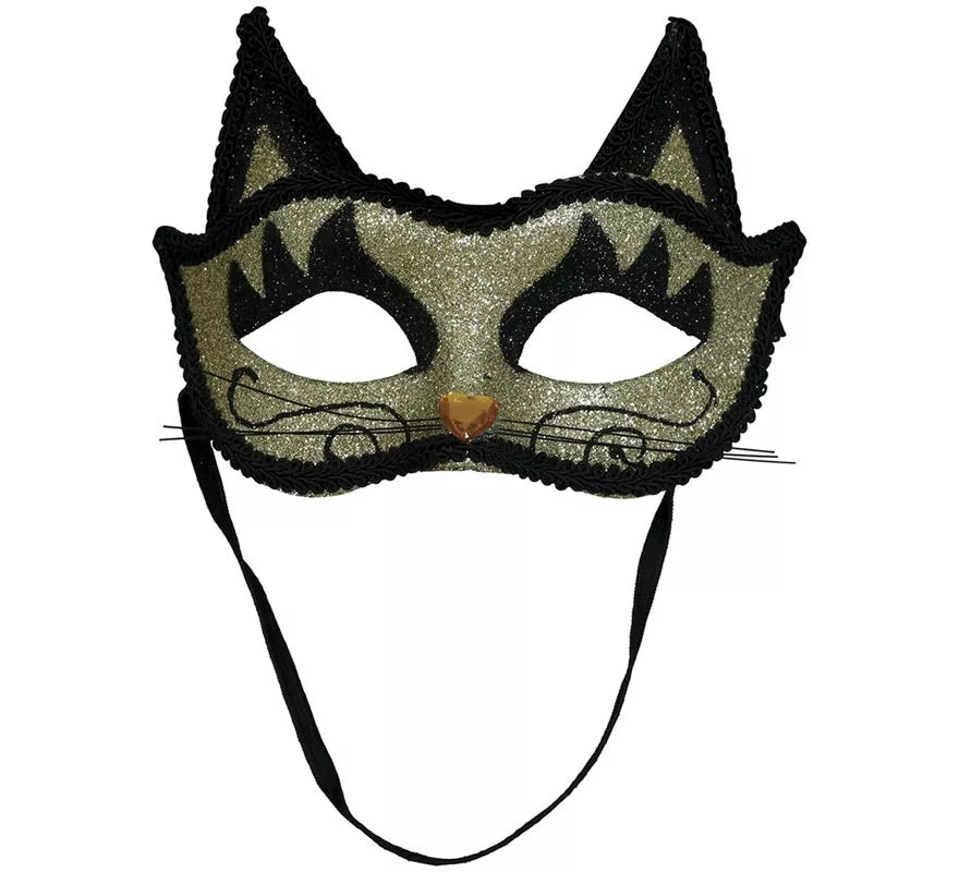 Translation missing: fr.Antifaz de Gatita dorado con Purpurina adulto