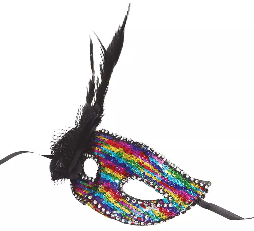 Translation missing: fr.Antifaz Multicolor con Pluma