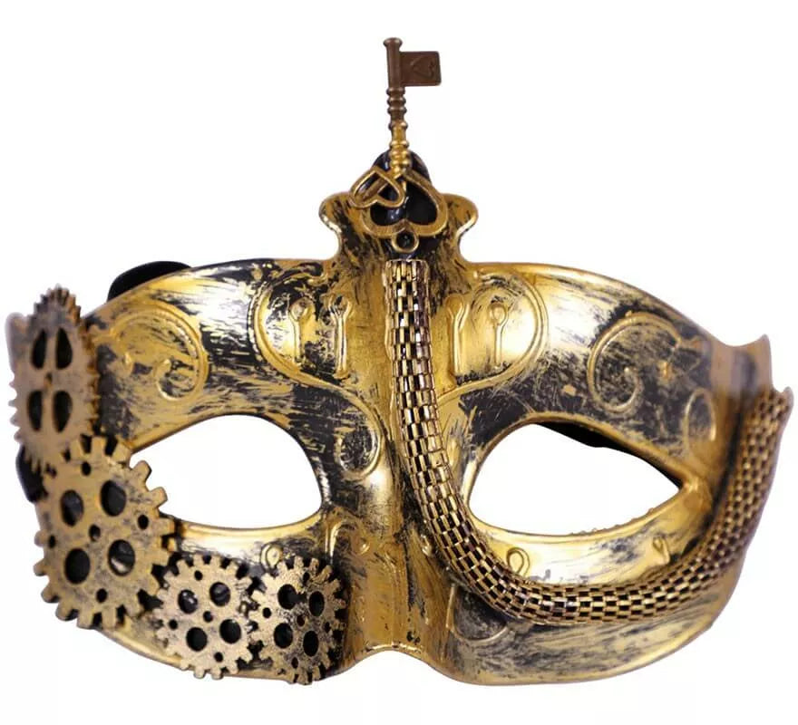 Translation missing: fr.Antifaz Steampunk Dorado de 16 cm