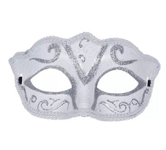 Masque vénitien adulte blanc et argent