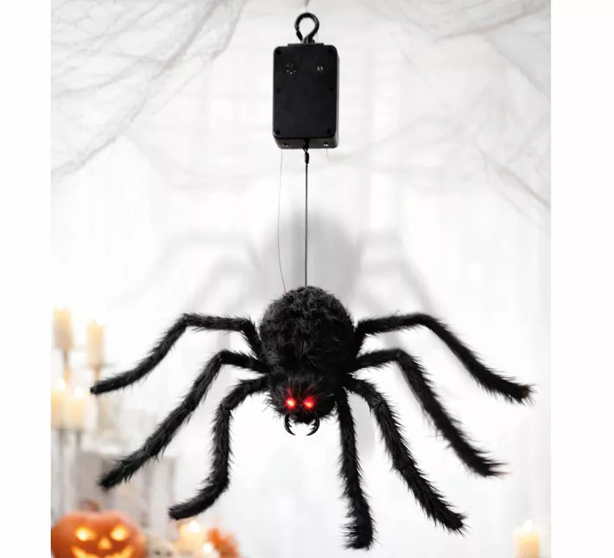 Araña Sube y Baja Susto con Luz, Sonido y Movimiento de 80 cm