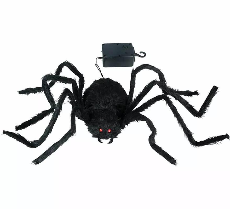 Araña Sube y Baja Susto con Luz, Sonido y Movimiento de 80 cm
