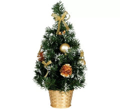 Arbre de Noël Neigé avec décoration Dorée et Pot 30 cm