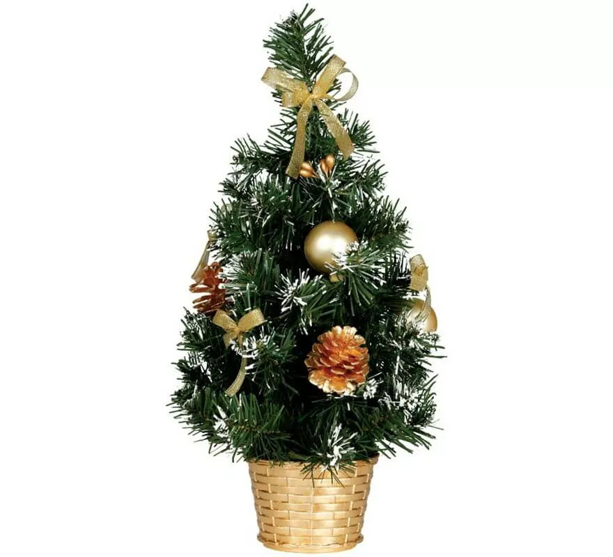 Translation missing: fr.Árbol de Navidad Decorado Oro Nevado de 30 cm con Maceta