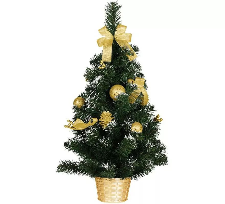 Translation missing: fr.Árbol de Navidad Decorado Oro Nevado de 60 cm con Maceta