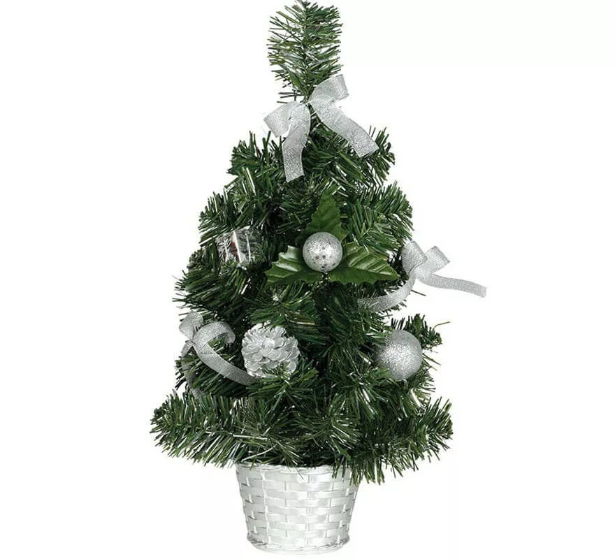 Translation missing: fr.Árbol de Navidad Decorado Plata de 30 cm con Maceta