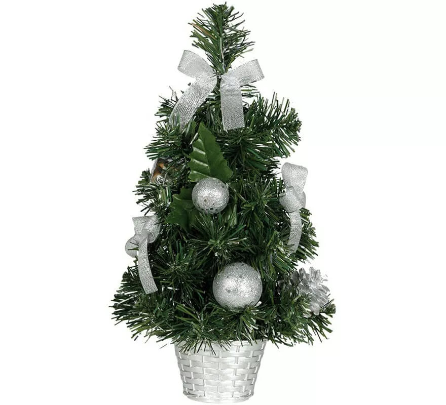 Translation missing: fr.Árbol de Navidad Decorado Plata de 40 cm con Maceta