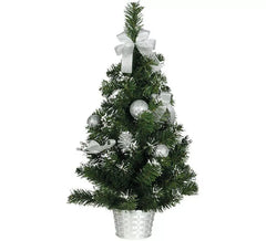 Arbre de Noël Neigé avec décoration Argent et Pot 60 cm